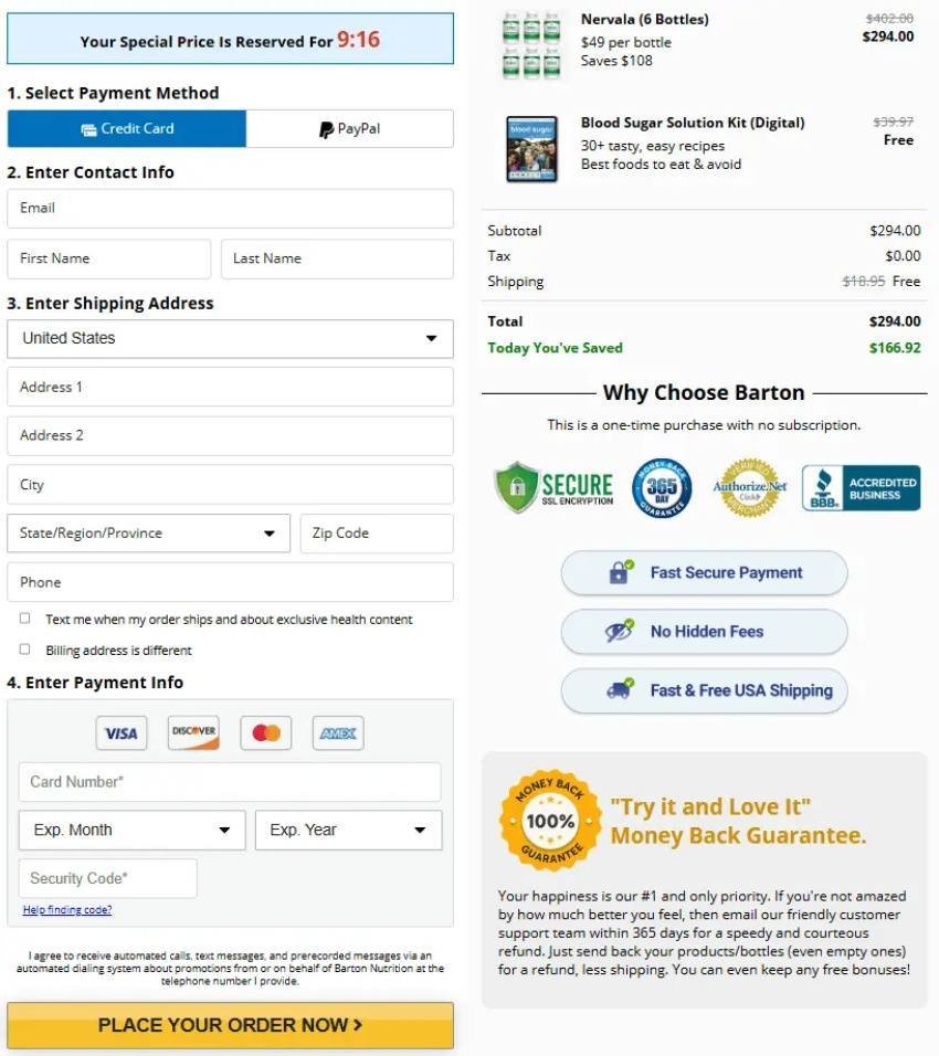 Nervala nerve support supplement payment security seal ensuring safe transactions